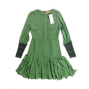 NEW HANLEY MELLON silk pleated mini dress in green